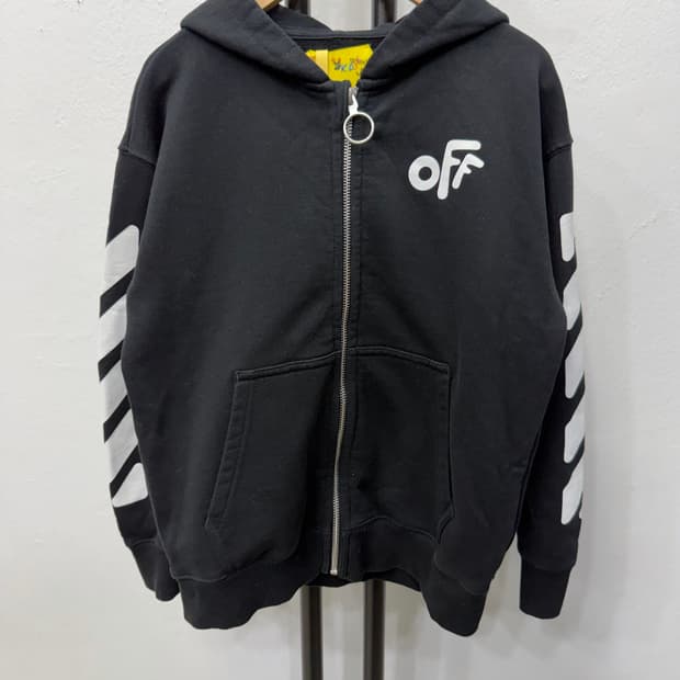매장판정품) 오프화이트 키즈 블랙 후드집업 8y
