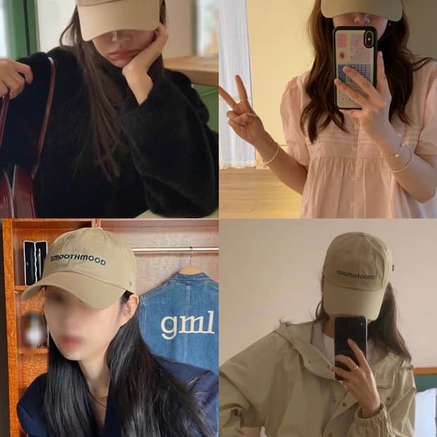 베이지 스무드무드  로고 볼캡 모자