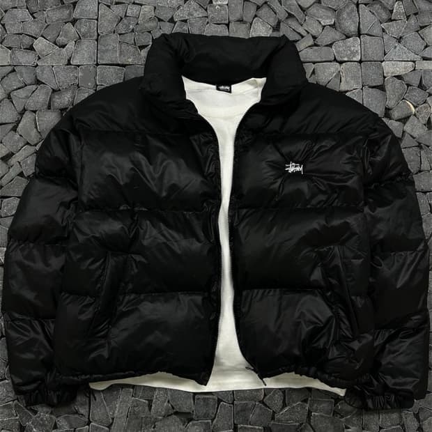 스투시 블랙 톤온톤 패딩 L