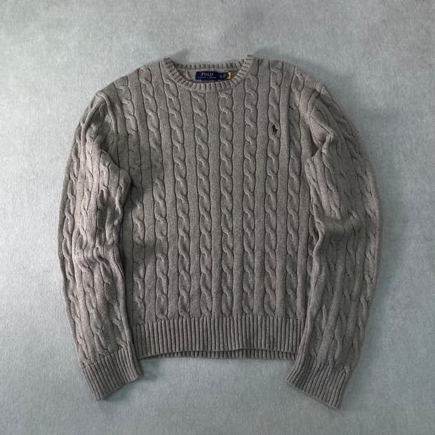 100 폴로랄프로렌 신형라벨 브라운 꽈배기 니트