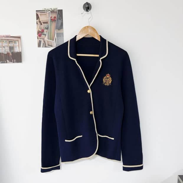 [M] 로렌 랄프로렌 파이핑 가디건 네이비