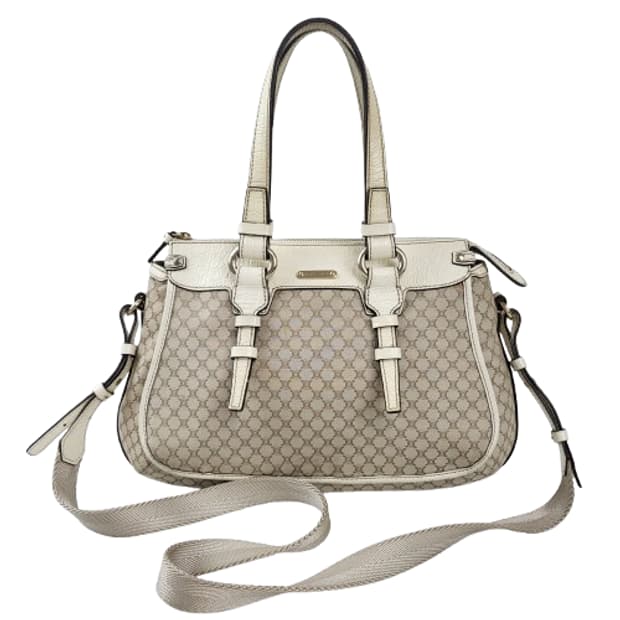 정품 셀린느 마카담 캔버스 & 크록 엠보싱 가죽 숄더백