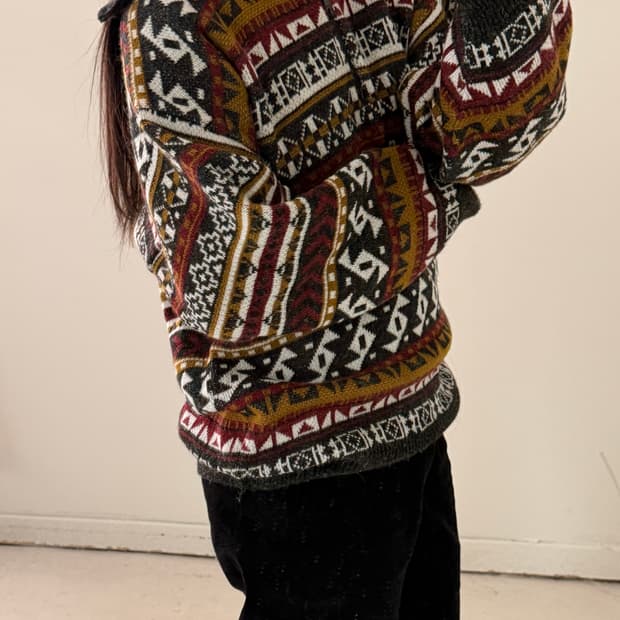 일본빈티지 페어아일 하프 반집업 스웨터