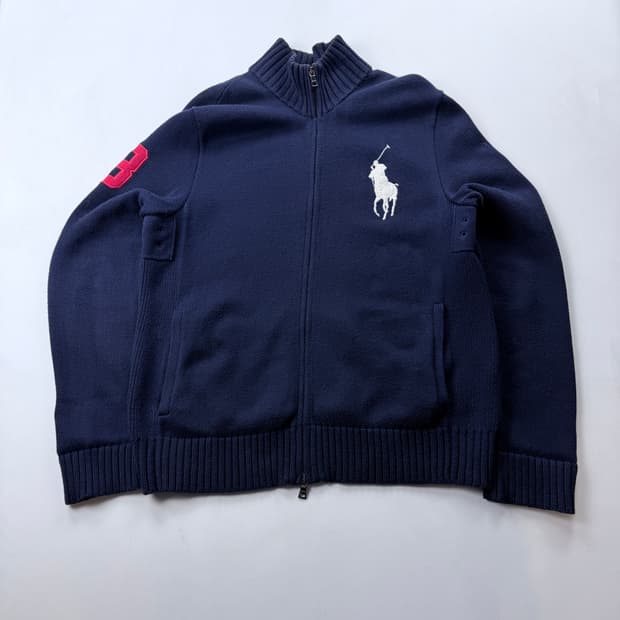 폴로 네이비 빅포니 니트집업