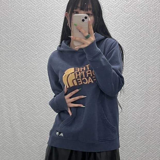 노스페이스 올드스쿨 그런지 딥블루 기모 후드티 100 C09225