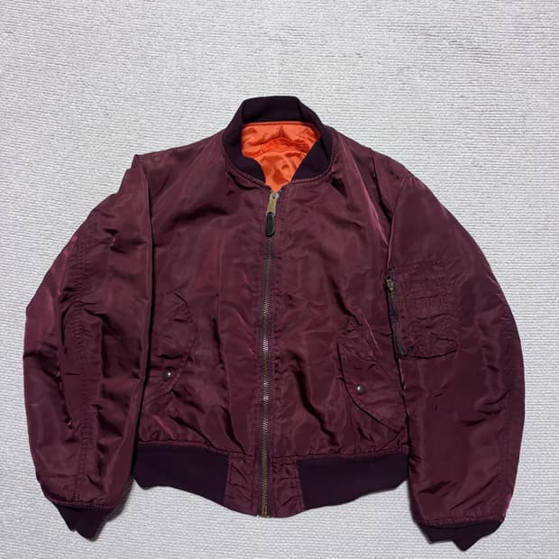 80s USA made 알파인더스트리 MA-1 버건디 M