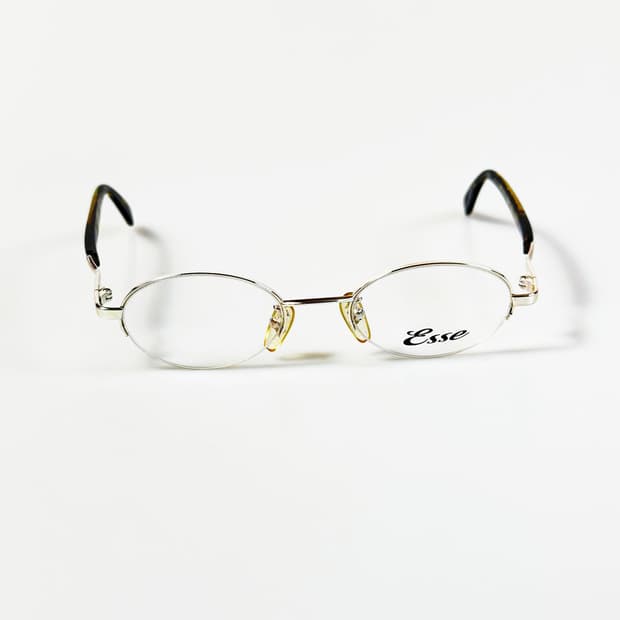 ESSE 실버톤 오벌 반무테 프레임 빈티지 안경
