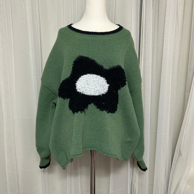 빈티지 하구미 모리걸 플라워 니트 