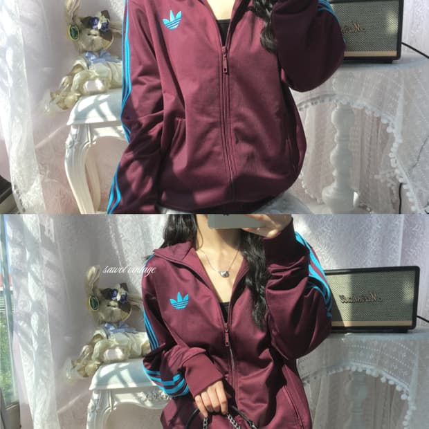 Adidas old school burgundy-baby blue jer