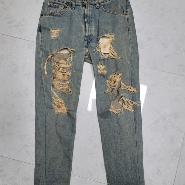 리바리스 505 데미지드 데님 청바지 W34 L34 상태굿

