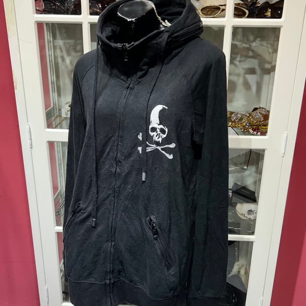 roen hooded zip up 로엔 스컬 디자인 보노 넥 후드집업