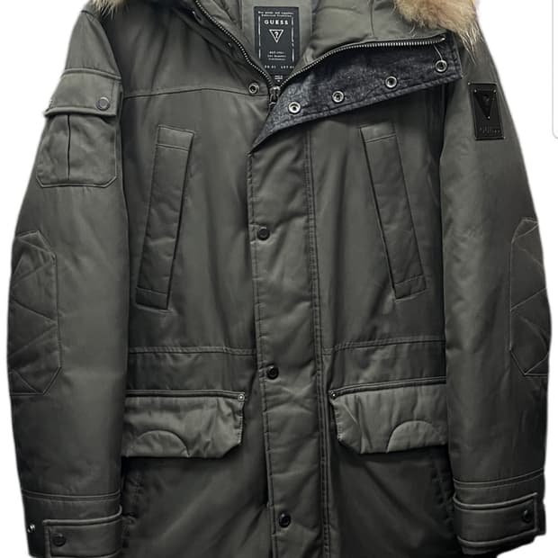 게스 후드 퍼 패딩 점퍼