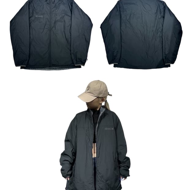 컬럼비아 네이비 그레이 양면 경량패딩 바람막이 고프코어 자켓