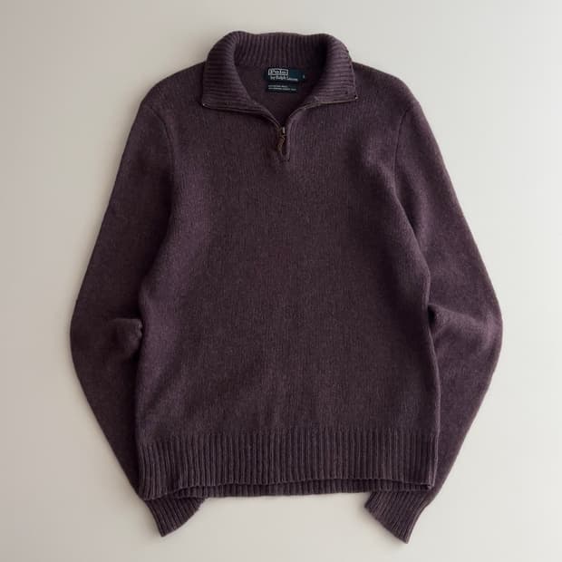 폴로 랄프로렌 메리노울 앙고라 반집업 니트 L