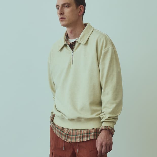 Uniform Bridge 유니폼 브릿지 하프 집업 스웨트셔츠 더스티