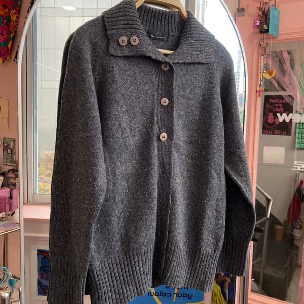 울 보카시 그레이 목폴라 니트