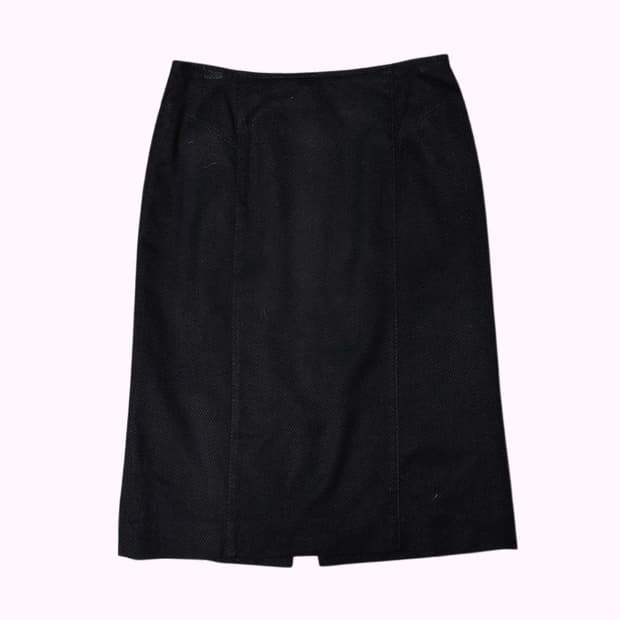 PAUL STUART black twill h-line skirt