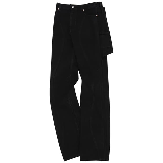 앤더슨벨 스커트 오버다이 랩 데님 팬츠