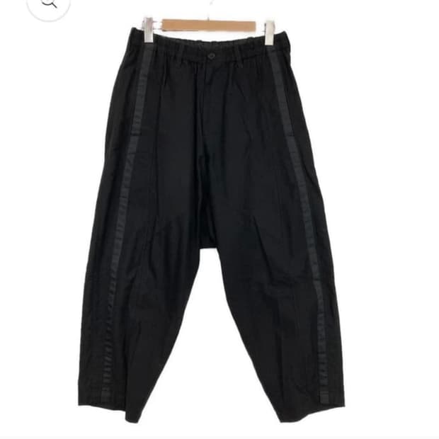 요지야마모토 뿌르옴므 테이프 심 디테일 배기팬츠