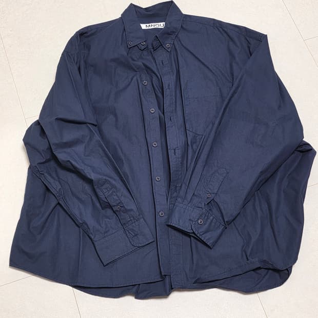 MNGU 네이비 오버핏 셔츠 (M, 100-105)