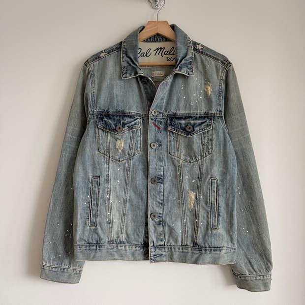 Pre owned 성조기 데님 자켓(뒷판 성조기 프린트)