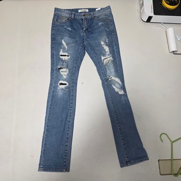 플랙진 스키니진 데미지 워싱 청바지