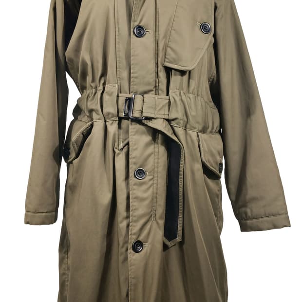 G-STAR 카키색 벨트 후드 롱 코트(S)