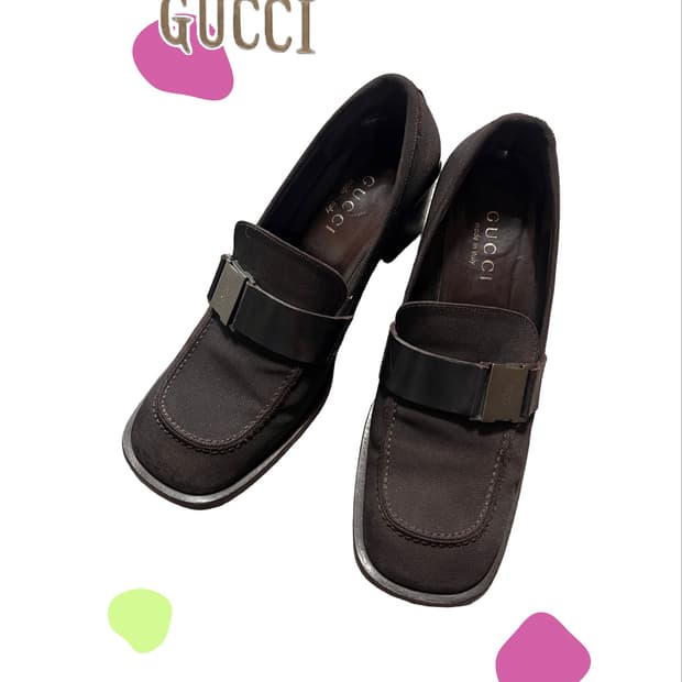 GUCCI 구찌 빈티지 90‘s 버클 스트랩힐 로퍼