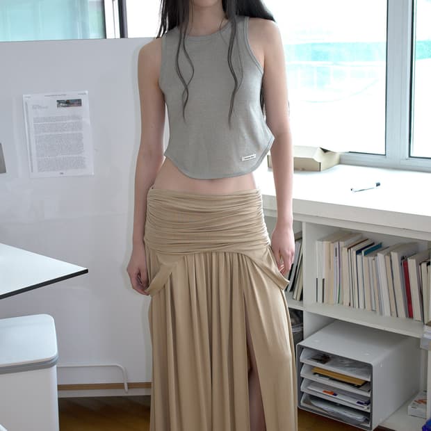 오버듀플레어 스커트 draped turn over skirt