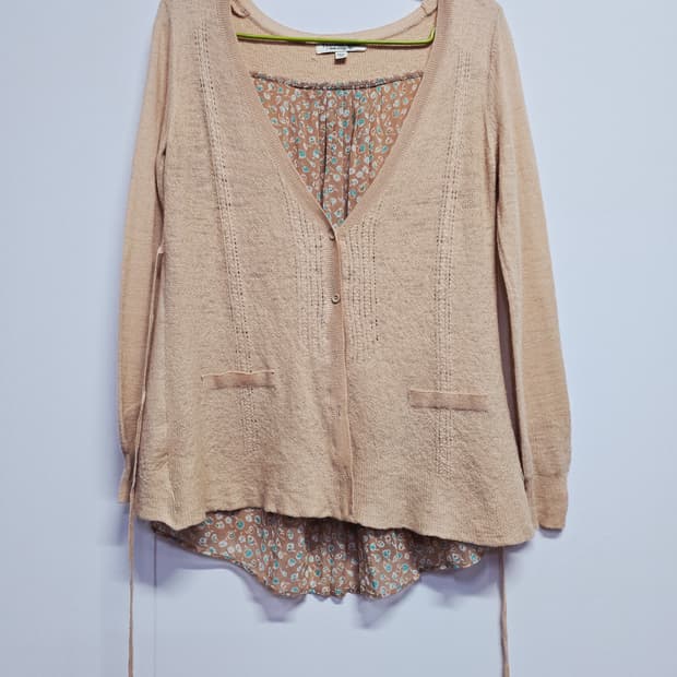 thursdayisland 베이지색 레이어드 니트 가디건85