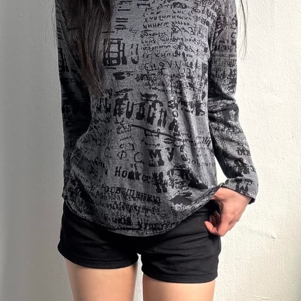 Vintage Grey Lettering Long Sleeve