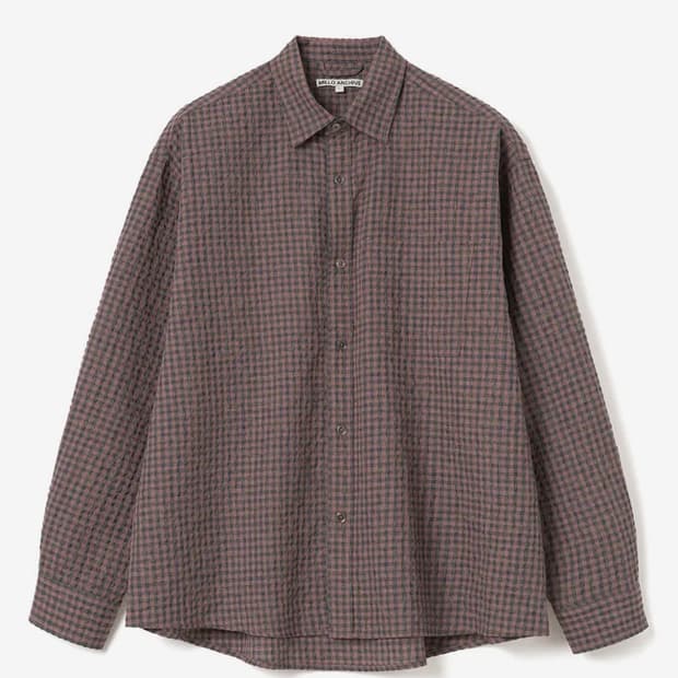 [M] 밀로 아카이브 박스 체크 롤버 셔츠(스모크 핑크)