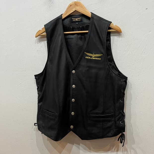 GOLDWING 골드윙 바이커 리얼레더 베스트 조끼