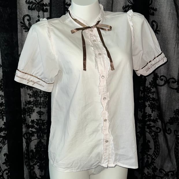 lovely brown ribbon blouse