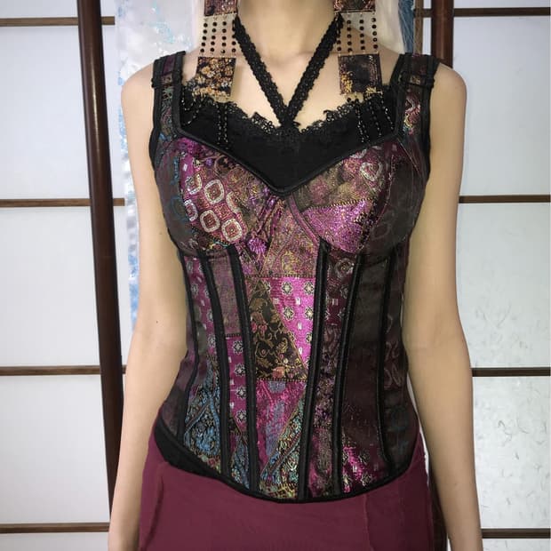 Ornate brocade Corset top