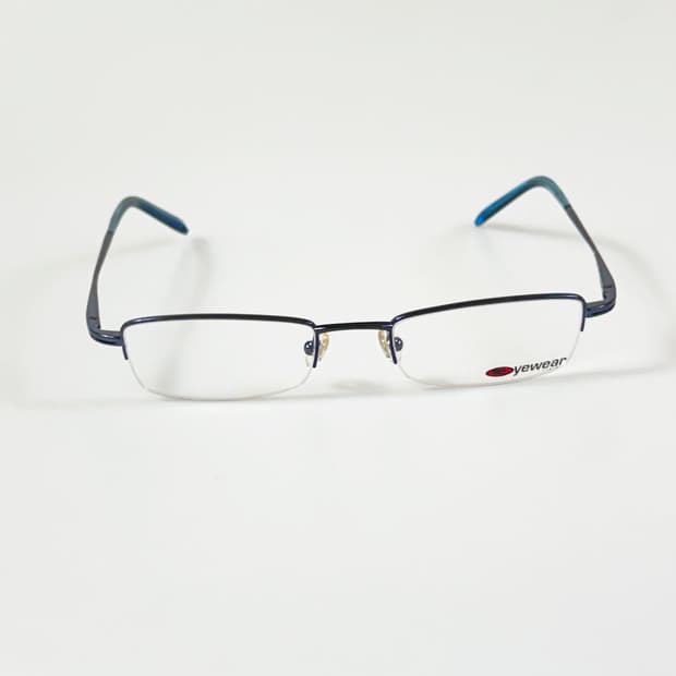 LIZZARD 네이비 반무테 스퀘어 메탈 빈티지 안경