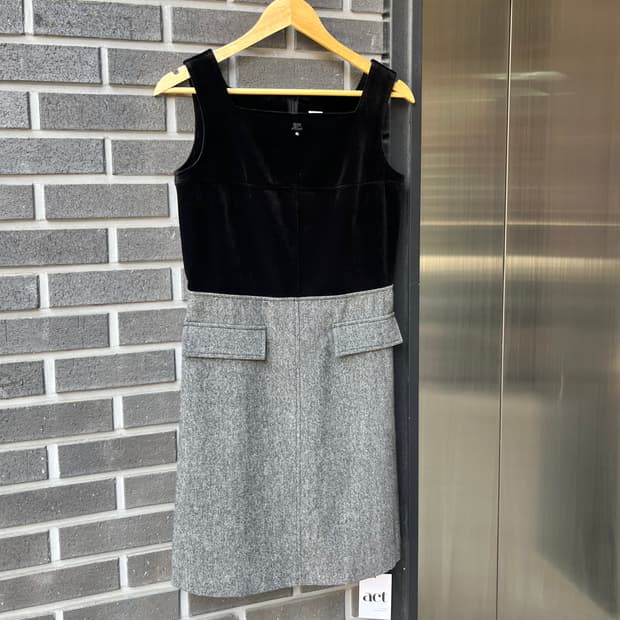 00s Courreges 꾸레쥬 로고 벨벳 원피스