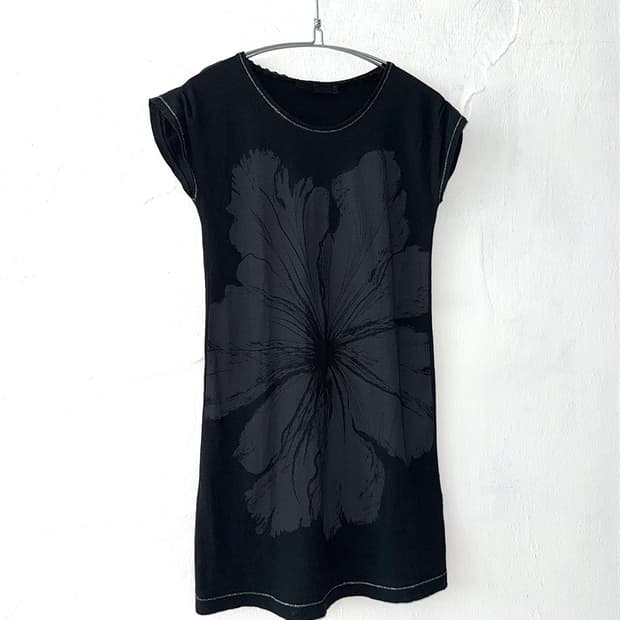 Black Oversized Flower Printed Dress