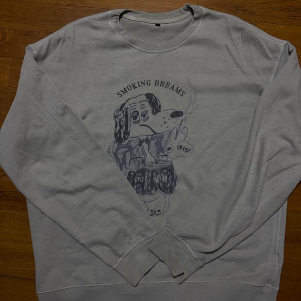 4) 폴리테루 행크 그래픽 스웻 셔츠 블루 독 블루독 맨투맨 크루넥