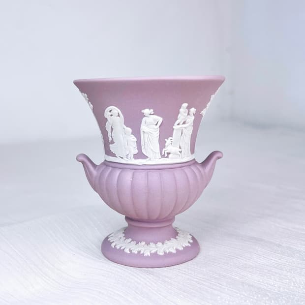 [영국엔틱] 웨지우드 제스퍼웨어 귀달이 도자기 화병 베이스_ 라일락