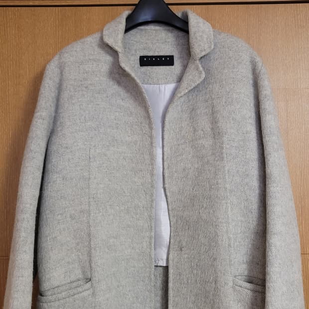 SISLEY |  그레이 롱코트 55 | (모81,알파카19)