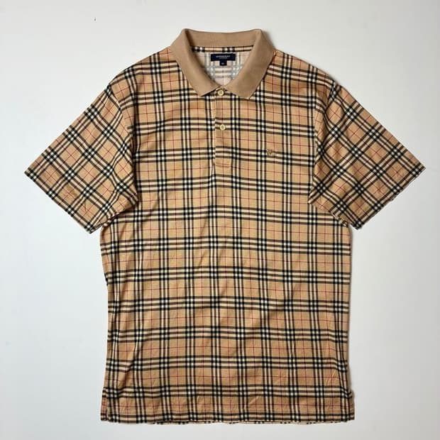 버버리 노바 체크 코튼 카라 반팔 티셔츠 PN9596