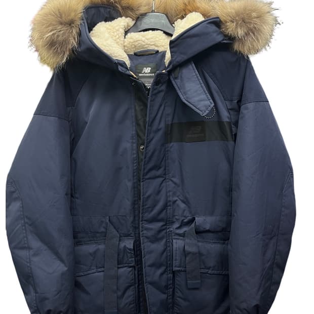 (공용)뉴발란스 네이비 후드 퍼 패딩
