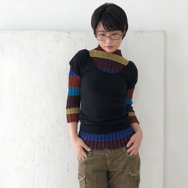 vintage crinkle stripe top