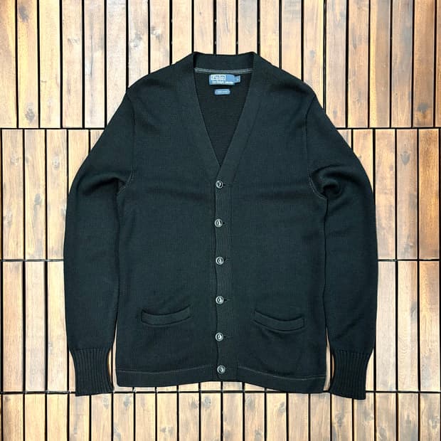 (L) 폴로 랄프로렌 블랙 논포니 헤비코튼 울 가디건