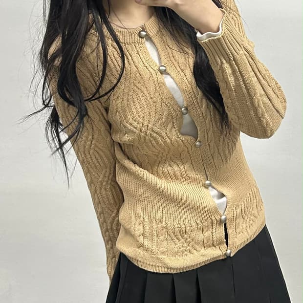 90s vintage 케이블 여성 니트 가디건
