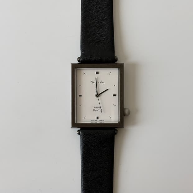 카시오 1980년대 Marly 블랙 스퀘어 쿼츠 남녀공용