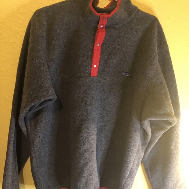 80s 파타고니아 신칠라 스냅-T 차콜/레드 USA