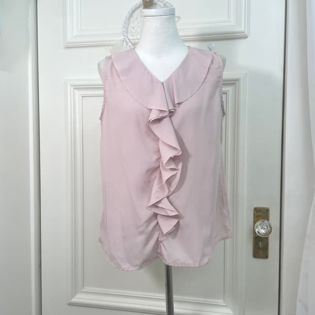 pink ruffle summer sleeveless blouse