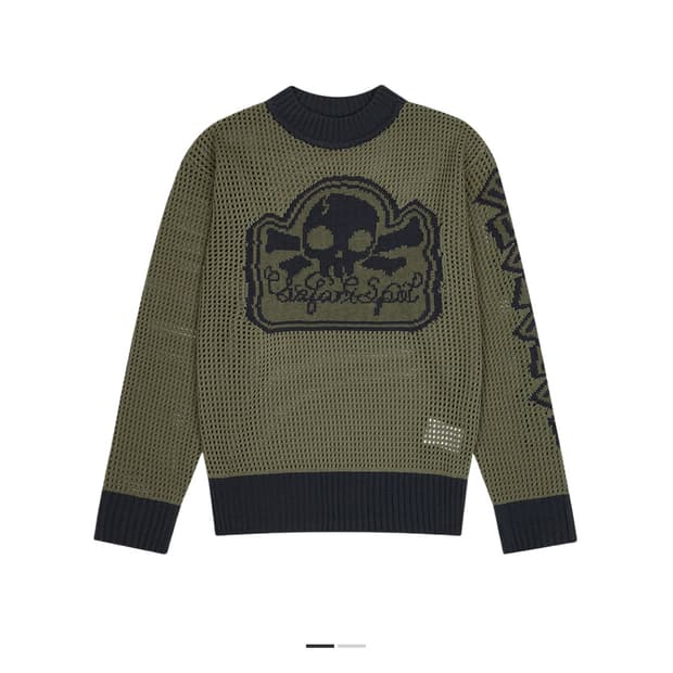 사파리스팟 멀티 스컬 메쉬 니트 올리브 네이비